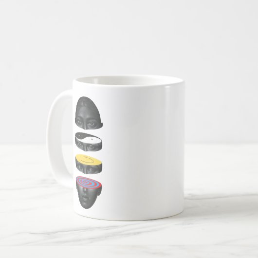 Farbige, voneinander getrennte Gesichter Kaffeetasse (Vorderseite Links)