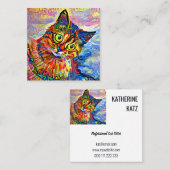 Farbige Vorlage für Niedliche Katzen Quadratische Visitenkarte (Vorne/Hinten)