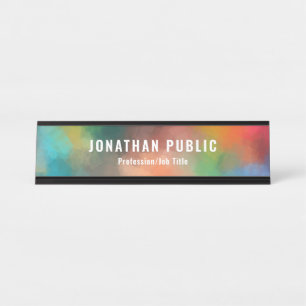 Farbige Vorlage Grün Gelb Blau Lila Schreibtischnamensplakette