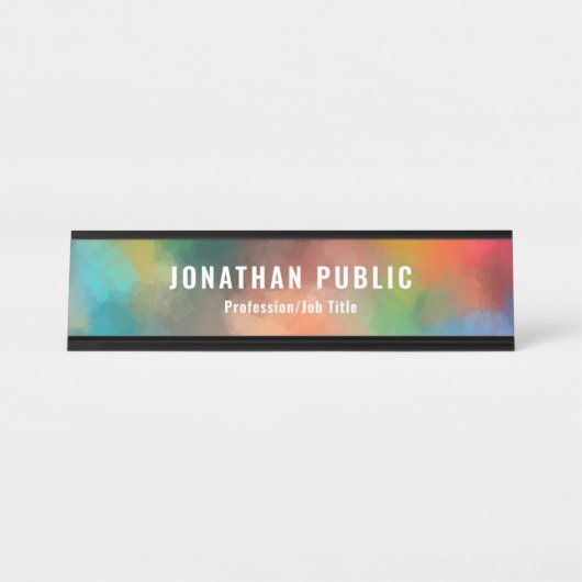 Farbige Vorlage Grün Gelb Blau Lila Schreibtischnamensplakette (Vorderseite )