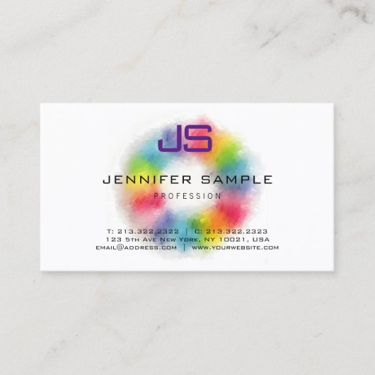 Farbige Vorlage Modernes Monogramm Beruflich Visitenkarte (Vorderseite)