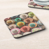 Farbige Waldhütten Getränkeuntersetzer (Linke Seite)