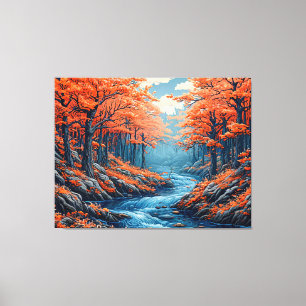 Farbige Waldlandschaft mit Herbstbäumen Leinwanddruck