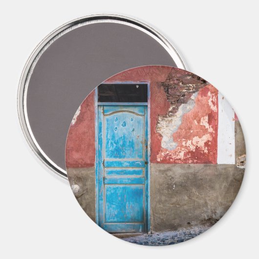 Farbige Wand mit blauer Tür Magnet (Vorderseite/Rückseite)