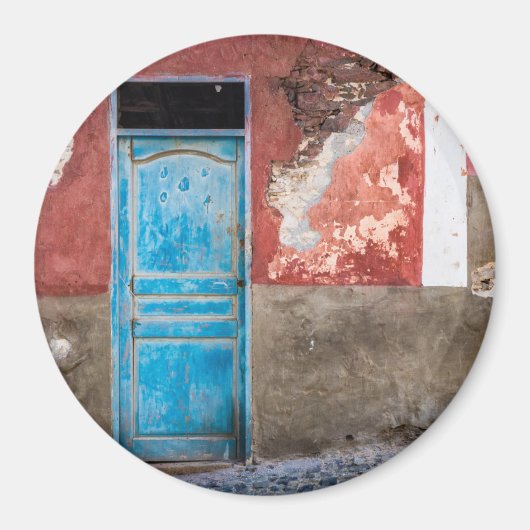 Farbige Wand mit blauer Tür Magnet (Vorne)