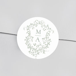 Farbige Wappen-Monogramme mit grün-elegantem Muste Runder Aufkleber