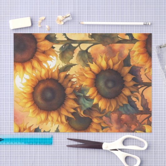 Farbige, warme Sonnenblumen Deko-Papier Seidenpapier (Handwerk)