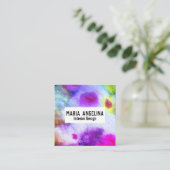 Farbige Wasserfarbe abstrakte Kunst Moderne lila Quadratische Visitenkarte (Stehend Vorderseite)