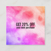 Farbige Wasserfarbe abstrakte Kunstpfirsiche Rabattkarte (Vorderseite)