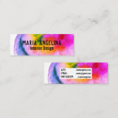 Farbige Wasserfarbe abstrakte Wirbel Regenbogen Mini Visitenkarte (Vorne/Hinten)