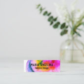 Farbige Wasserfarbe abstrakte Wirbel Regenbogen Mini Visitenkarte (Stehend Vorderseite)