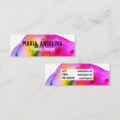 Farbige Wasserfarbe abstrakte Wirbel Regenbogen Mini Visitenkarte (Vorne/Hinten)