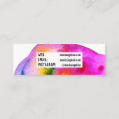Farbige Wasserfarbe abstrakte Wirbel Regenbogen Mini Visitenkarte (Rückseite)