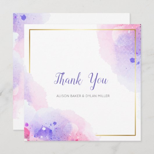 Farbige Wasserfarbe Danke Karte (Vorne/Hinten)