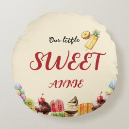 Farbige Wasserfarbe Eiscreme Sweet Baby Dusche Rundes Kissen