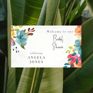 Farbige Wasserfarbe Florale Brautparty Banner