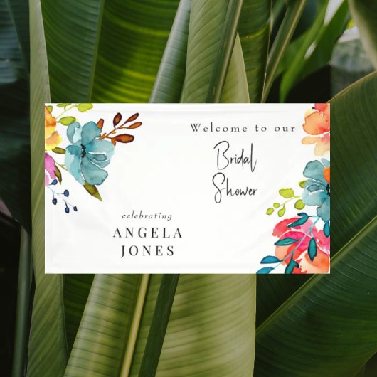 Farbige Wasserfarbe Florale Brautparty Banner
