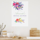 Farbige Wasserfarbe Florale Hochzeitsdusche Willko Poster (Küche)