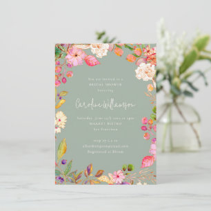 Farbige Wasserfarbe Florale Salbei Brautparty Einladung