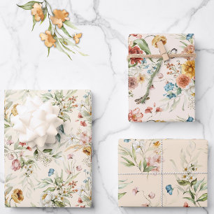Farbige Wasserfarbe Holländische Stilleben-Blumenk Geschenkpapier Set