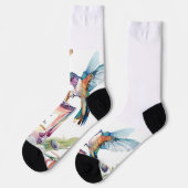 Farbige Wasserfarbe Hummingbird & Parfüm Floral S Socken (Linkes Detail)