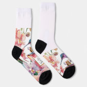 Farbige Wasserfarbe Hummingbird & Parfüm Floral S Socken (Rechts)