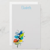 Farbige Wasserfarbe lose abstrakt blumenreich Briefpapier (Vorne/Hinten)