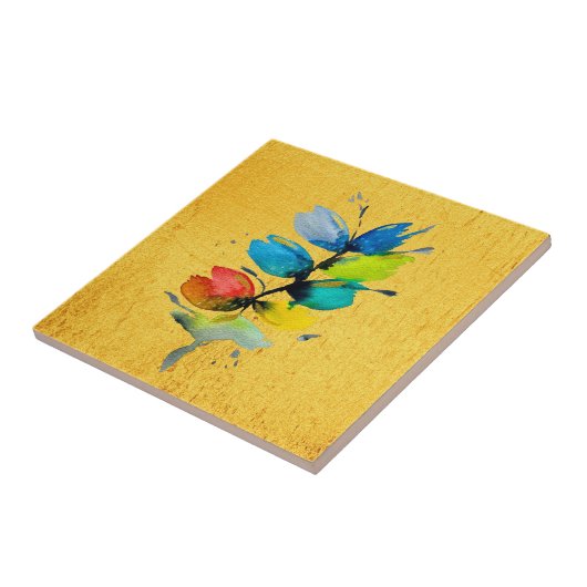 Farbige Wasserfarbe lose abstrakt blumenreich Fliese (Seite)