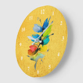 Farbige Wasserfarbe lose abstrakt blumenreich Große Wanduhr (Winkel)