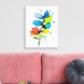 Farbige Wasserfarbe lose abstrakt blumenreich Leinwanddruck (Insitu (Wohnzimmer))
