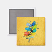 Farbige Wasserfarbe lose abstrakt blumenreich Magnet (Vorderseite/Rückseite)