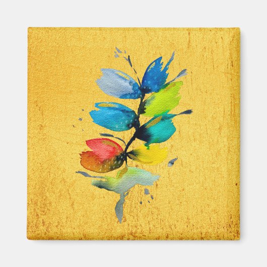 Farbige Wasserfarbe lose abstrakt blumenreich Magnet (Vorne)