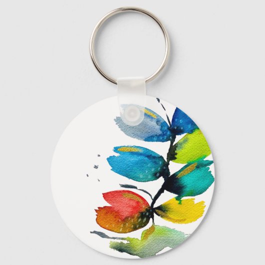 Farbige Wasserfarbe lose abstrakt blumenreich Schlüsselanhänger (Vorderseite)