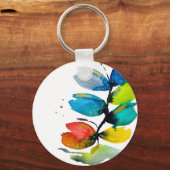 Farbige Wasserfarbe lose abstrakt blumenreich Schlüsselanhänger (Vorderseite)