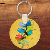 Farbige Wasserfarbe lose abstrakt blumenreich Schlüsselanhänger (Vorderseite)