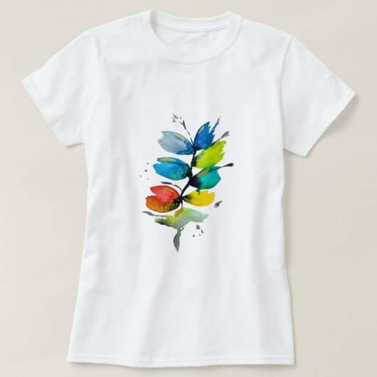 Farbige Wasserfarbe lose abstrakt blumenreich T-Shirt (Design vorne)