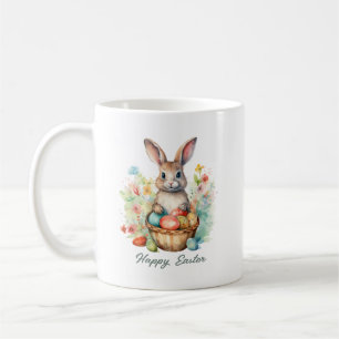 Farbige Wasserfarbe Ostern Vintage-Hasen-Eier Kaffeetasse