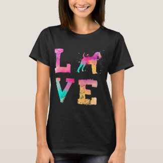 Farbige Wasserfarbe Paint Irish Terrier Dog Liebe  T-Shirt