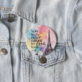 Farbige Wasserfarbe Paris Eiffelturm Zitat Kunst Button (Beispiel)