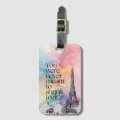 Farbige Wasserfarbe Paris Eiffelturm Zitat Kunst Gepäckanhänger (Vorderseite Vertikal)