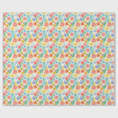 Farbige Wasserfarbe Pastell Blumen Geschenkpapier (Flach)