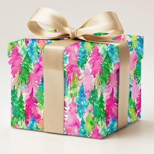 Farbige Wasserfarbe-Prep-Christbäume Geschenkpapier