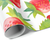 Farbige Wasserfarbe Rote Erdbeeren Geschenkpapier (Rolleneckpunkt)