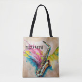 Farbige Wasserfarbe Saxophon Splash Custom Tasche (Vorderseite)