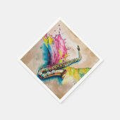 Farbige Wasserfarbe Saxophon Splash Serviette (Ecke)