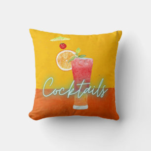 Farbige Wasserfarbe- und Neon-Tropencocktails Kissen