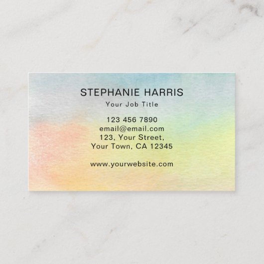 Farbige Wasserfarbe Visitenkarte (Rückseite)