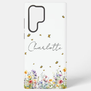 Farbige Wasserfarbe Wildblume & Schmetterling Samsung Galaxy Hülle