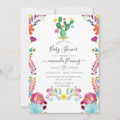 Farbige Wasserfarben-Blumen-Fiesta-Baby-Party Einladung (Vorderseite)