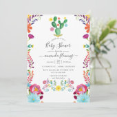 Farbige Wasserfarben-Blumen-Fiesta-Baby-Party Einladung (Stehend Vorderseite)